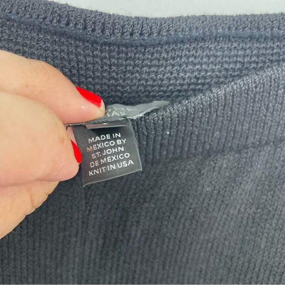 St. John Caviar Black Wool Blend Santana Knit Pants Trouser wide leg Size 8 - Picture 5 of 11